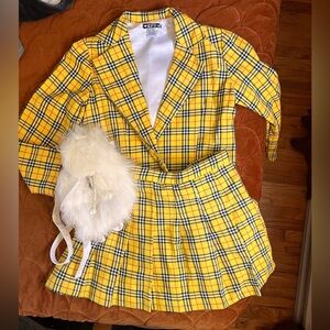 Cher Horowitz Clueless Yellow Plaid School Uniform Costume Size L